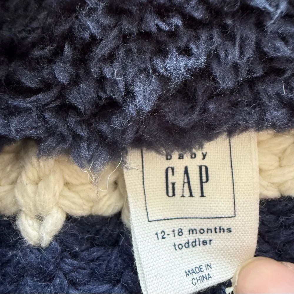 Baby‎ Gap Cable Knit Sweater Navy Cream Stripe Toddler 12–18M